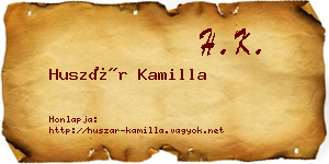 Huszár Kamilla névjegykártya